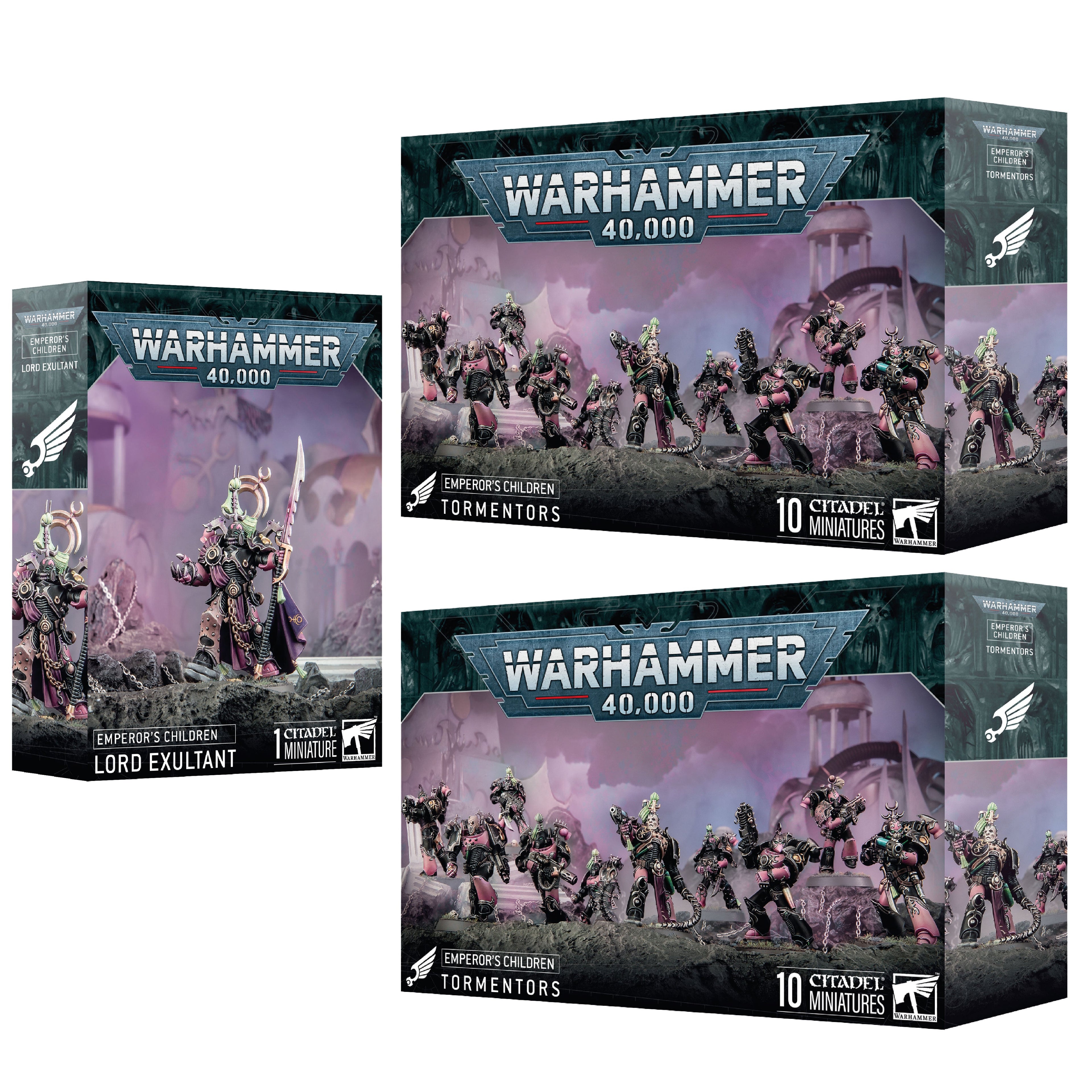 Games Workshop Emperor's Children Lord Exultant Tormentors Bundle Warhammer 40,000 Plastic Miniatures Set